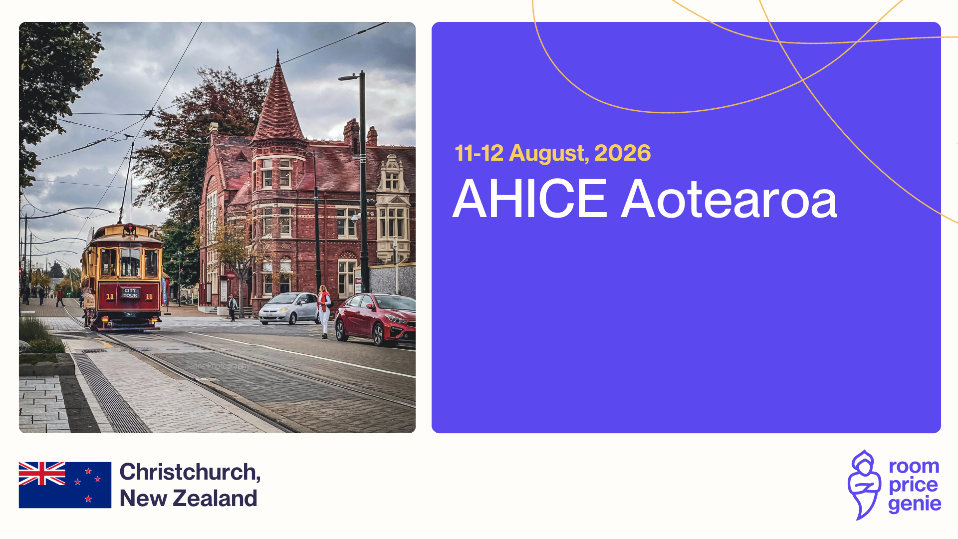 RoomPriceGenie is heading to AHICE Aotearoa this August, and we'd love to see you there!

Drop by our stand, where you can see exactly how hotels across New Zealand are earning more from the rooms they already have — without spending more time on pricing.

Our Commercial Director Matt Rose will also be speaking as part of the INNtech Hotel Technology Summit, sharing what actually moves the needle for independent hotels when it comes to pricing confidence.

Whether you're curious about what smarter pricing looks like in practice, or you just want to say hello, come find us.