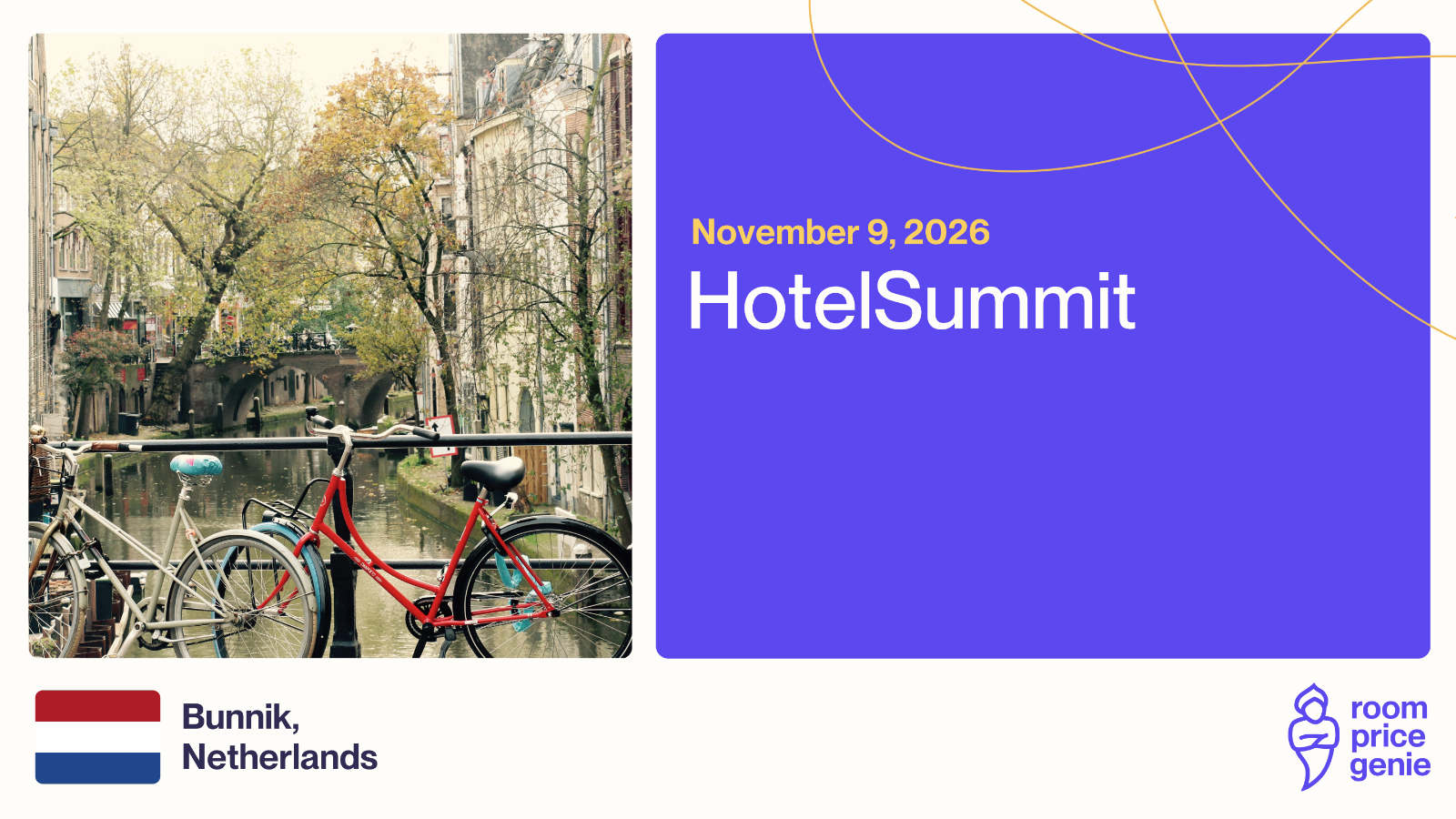 HotelSummit takes place on Monday, 9 November at Postillion Hotel Utrecht Bunnik. Now in its 11th edition, it's the annual congress for the Dutch hotel industry, bringing together 200+ hotel decision-makers, owners, GMs and CEOs for a day of expert talks, live interviews and exclusive Private Summits. It's built exclusively for hoteliers, which makes for sharp, high-level conversations without the usual vendor noise.

We're proud to be a partner of HotelSummit again this year. Come find us on-site to talk about getting your pricing right without the daily guesswork. Want to make sure you get time with us? Book a meeting with our team on-site and we'll set aside a slot for you.